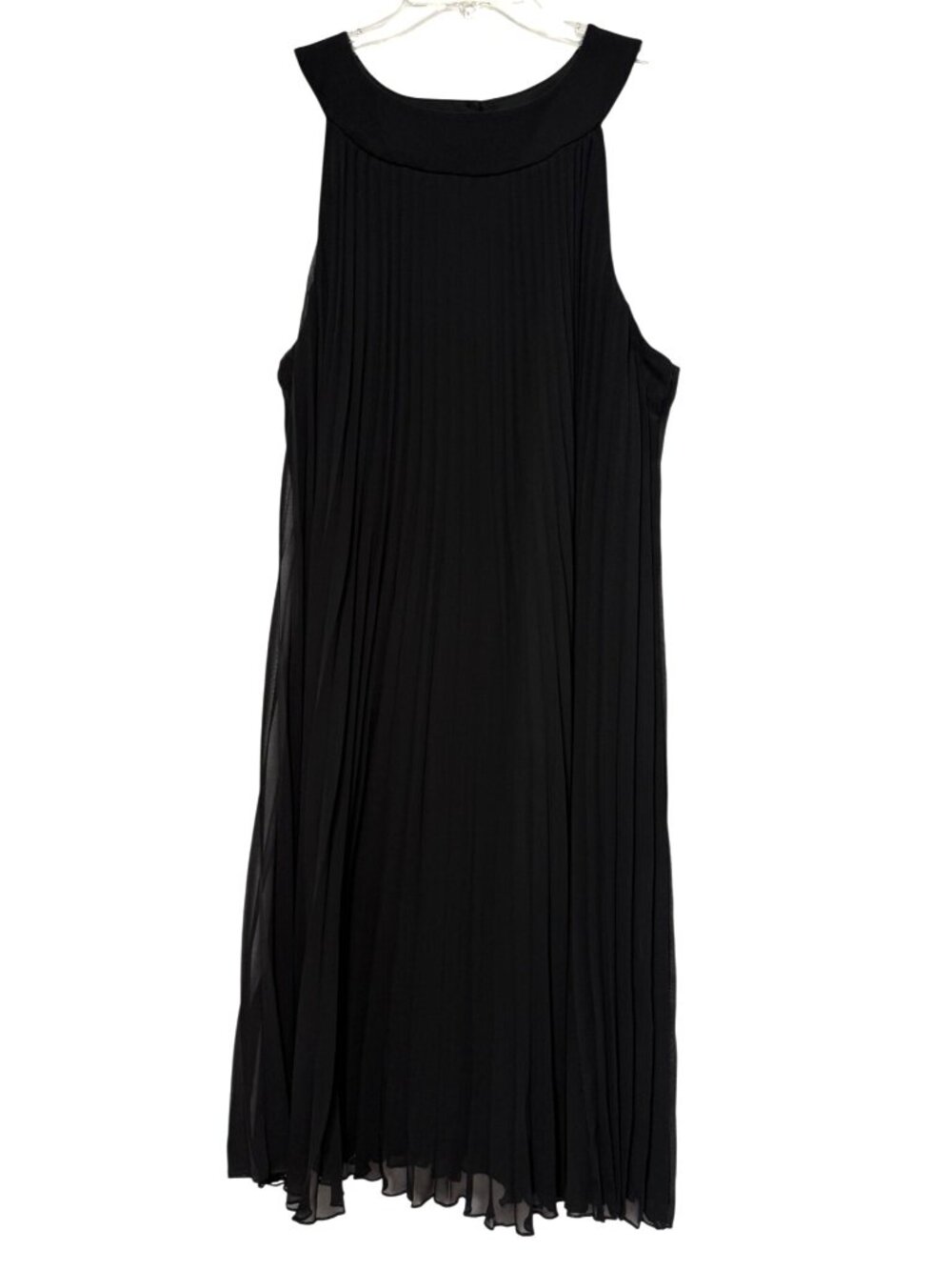 J.B.S. LTD Black Sleeveless Pleated Chiffon Trapeze Knee Length Dress Size 18W - Picture 1 of 7